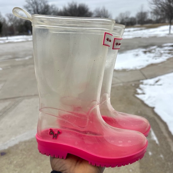 American Girl Wellie Wishers Peekaboo Clear Rubber Rain Boots Size 12/13 - Picture 5 of 8